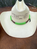 Lime Green and Leather Hat Band